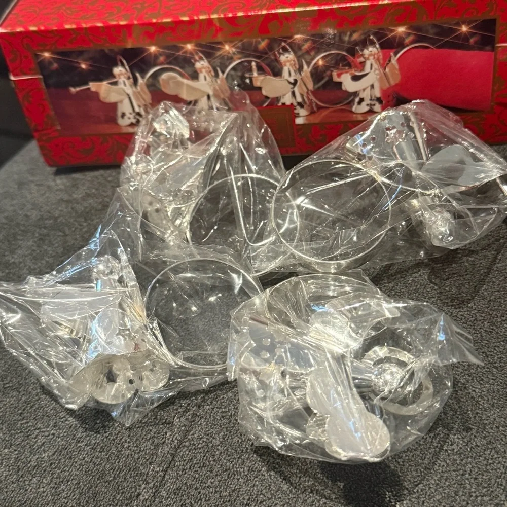 Vintage Silverplate Napkin Rings Angels Playing Instruments Holiday Decor NWOT